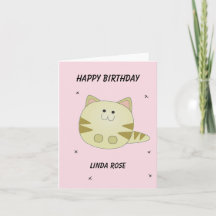 Gato marrón lindo patrón rosa feliz cumpleaños