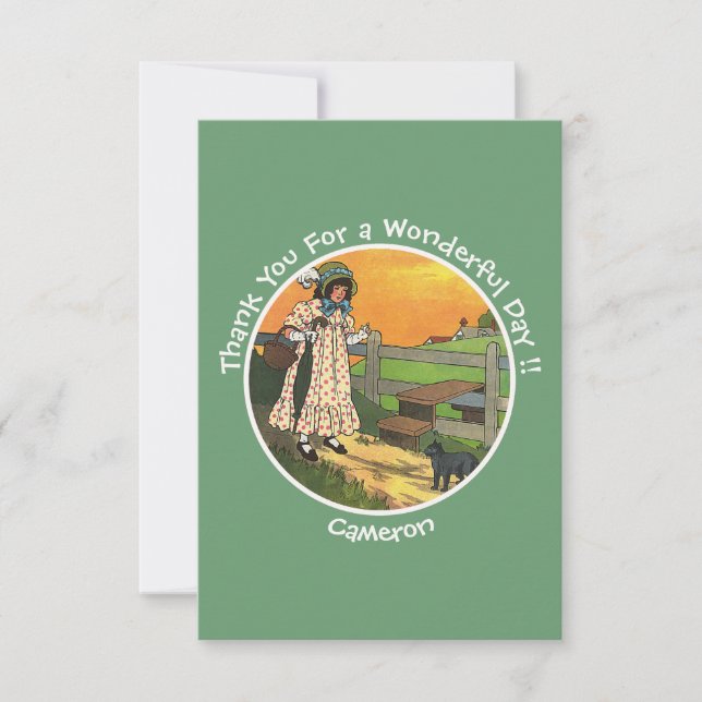 Tarjeta De Agradecimiento Gato Michi, ¿dónde has estado? Fiesta de cumpleaño (Anverso)