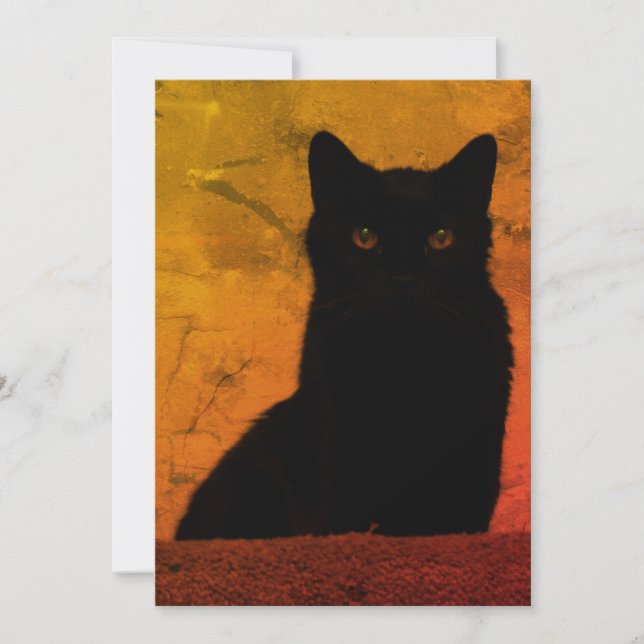 Tarjeta De Agradecimiento Gato negro artístico (Anverso)