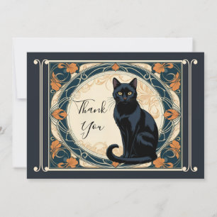 Tarjeta De Agradecimiento Gato Negro Elegante Personalizado