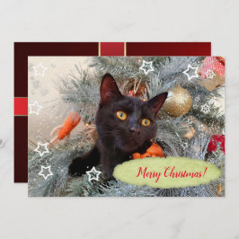 Tarjeta De Agradecimiento Gato negro Feliz Navidad