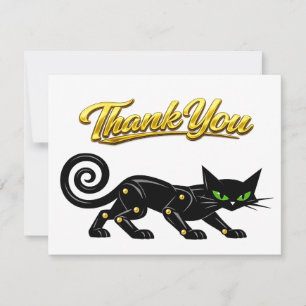 Tarjeta De Agradecimiento Gato negro futurista atómico steampunk gracias