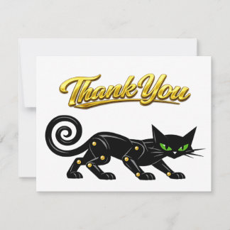 Tarjeta De Agradecimiento Gato negro futurista atómico steampunk gracias