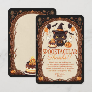 Tarjeta De Agradecimiento Gato negro lindo y espeluznante Cumpleaños de bruj