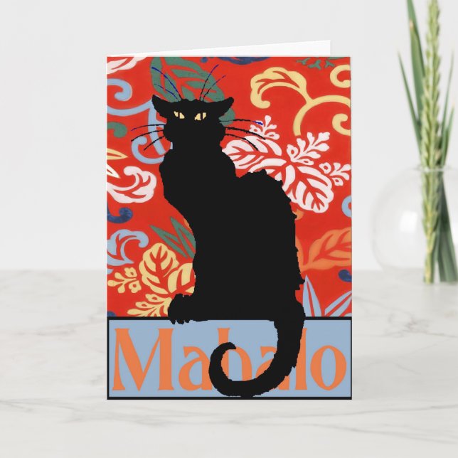 Tarjeta De Agradecimiento Gato negro, Mahalo, gracias, poster (Anverso)