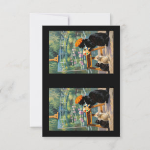 Tarjeta De Agradecimiento Gato negro pintura Water Lilis