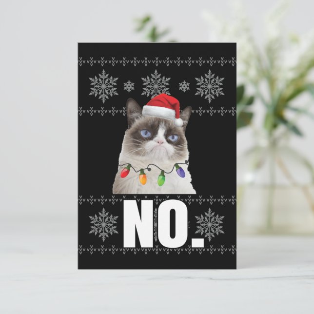 Tarjeta De Agradecimiento Gato No Grumpis Gatos De Navidad No Regalos De Nav (Anverso de pie)