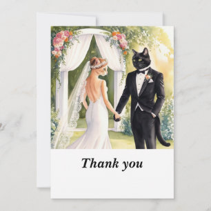 Tarjeta De Agradecimiento Gato Novia y Groom en el día de la boda