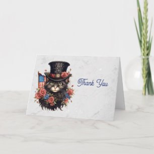 Tarjeta De Agradecimiento Gato Patriótico con Estrellas