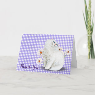 Tarjeta De Agradecimiento Gato persa blanco y margarita
