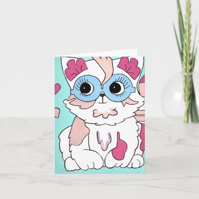 Tarjeta De Agradecimiento Gato Pop Pixie (Anverso)