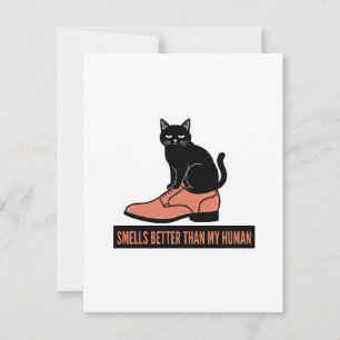 Tarjeta De Agradecimiento Gato Sarcástico en Zapato Meme de Linograbado