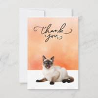 Gato siamés con acuarela de gracias