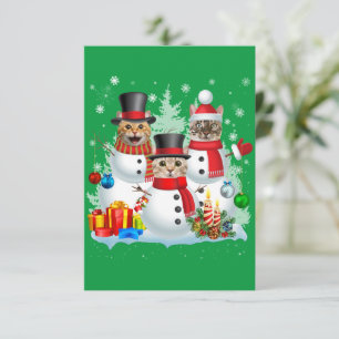 Tarjeta De Agradecimiento Gato Snowman Santa Navidades enciende a papá de ma