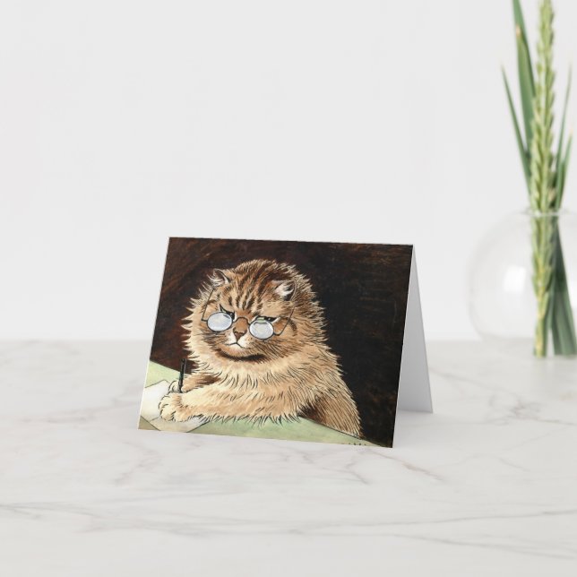 Tarjeta De Agradecimiento Gato trabajando con gafas de Louis Wain (Anverso)