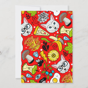 Tarjeta De Agradecimiento Gato y huevo en rojo