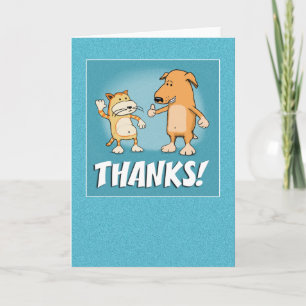 Tarjeta De Agradecimiento Gato y perro bonitos gracias