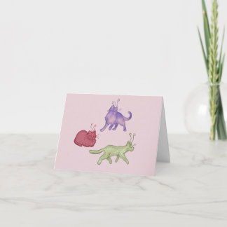 Tarjeta De Agradecimiento Gatos alienígenas Caprichoso Gato Espacial Diverti