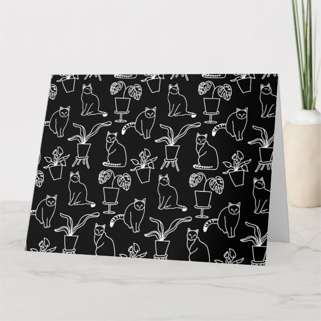 Tarjeta De Agradecimiento Gatos blancos en negro (Anverso)