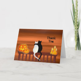 Tarjeta De Agradecimiento Gatos calabazas Velas Halloween