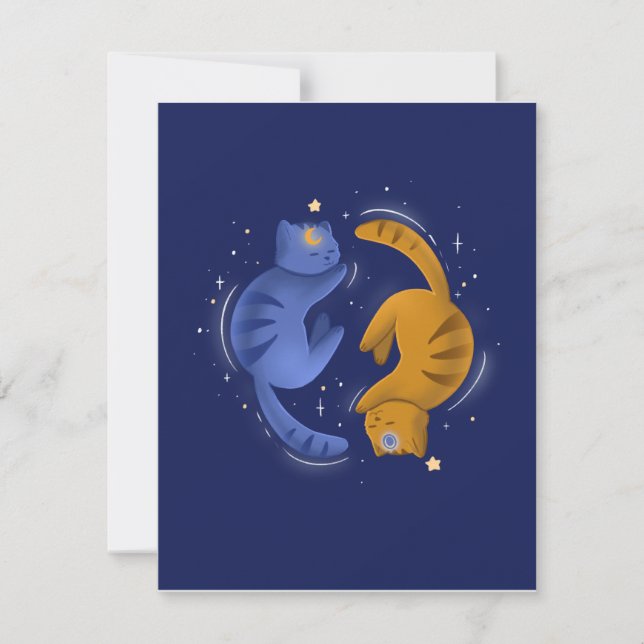 Tarjeta De Agradecimiento Gatos celestes Notecard (Anverso)
