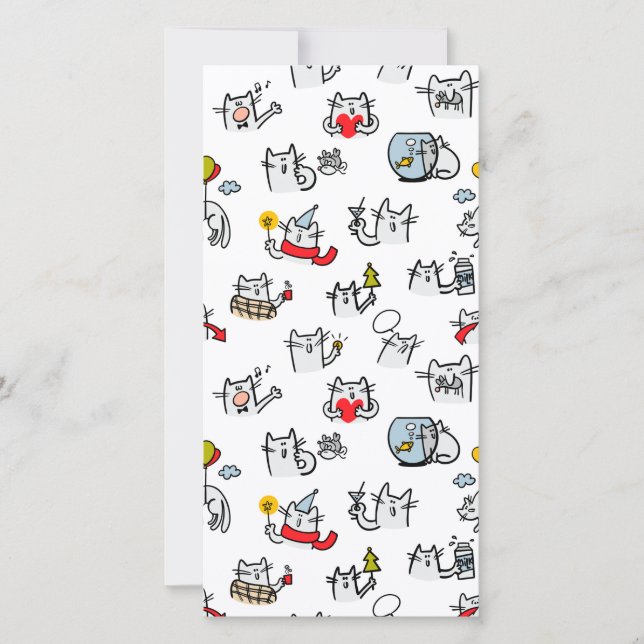 Tarjeta De Agradecimiento Gatos divertidos, leche y magia. (Anverso)