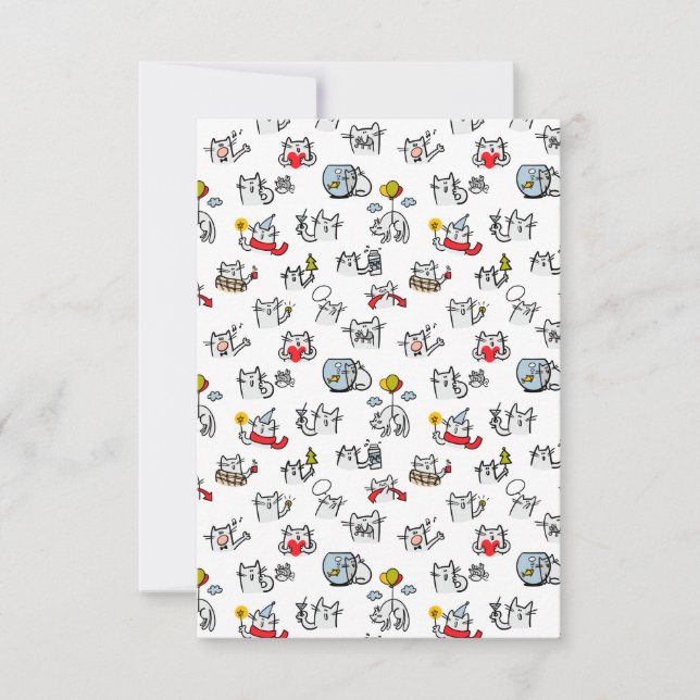 Tarjeta De Agradecimiento Gatos divertidos, leche y magia. (Anverso)