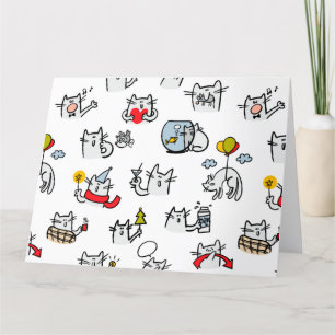 Tarjeta De Agradecimiento Gatos divertidos, leche y magia.