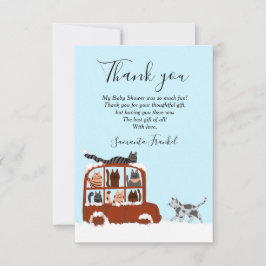 Tarjeta De Agradecimiento Gatos lindos en coche Cumpleaños de bebé en invier