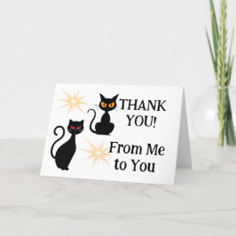 Tarjeta De Agradecimiento Gatos negros retro con arranque inicial - mensaje