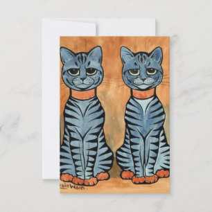 Tarjeta De Agradecimiento “Gatos rayados “Gemelos” de Louis Wain