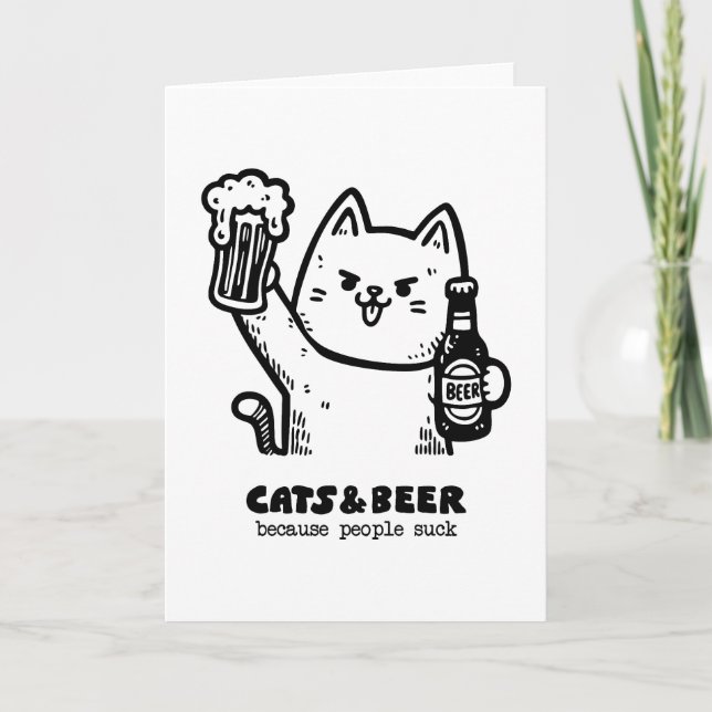Tarjeta De Agradecimiento Gatos y cerveza 1 (Anverso)