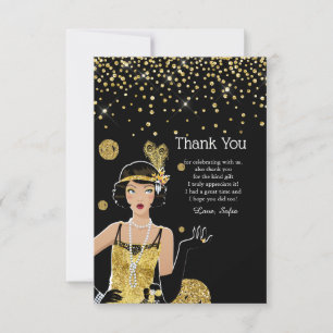 Tarjeta De Agradecimiento Gatsby, chica de flapper de 1920, Art Deco