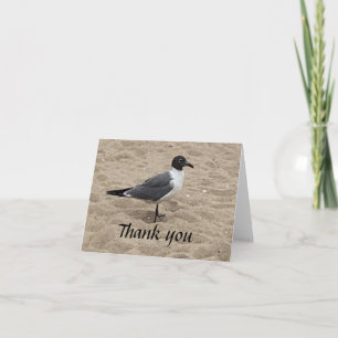 Tarjeta De Agradecimiento Gaviota en la Playa en la Arena