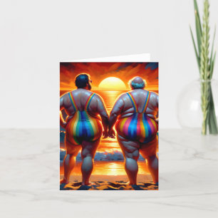 Tarjeta De Agradecimiento gay lgbtq un día en la playa el amor es amor