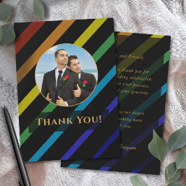 Tarjeta De Agradecimiento Gay Men Wedding Elegant Rainbow Photo