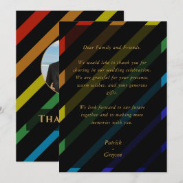 Tarjeta De Agradecimiento Gay Men Wedding Elegant Rainbow Photo