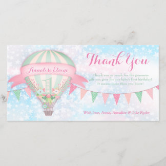 Tarjeta De Agradecimiento GC Hot Air Balloon First Birday Gracias