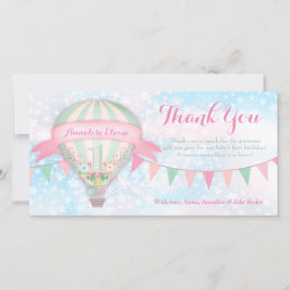 Tarjeta De Agradecimiento GC Hot Air Balloon First Birday Gracias
