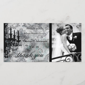 Tarjeta De Agradecimiento GC | Jolie Chandelier Gray Damask