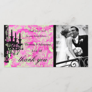 Tarjeta De Agradecimiento GC | Jolie Chandelier Lime Green Damask Gracias
