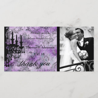 Tarjeta De Agradecimiento GC | Jolie Chandelier Purple Gray Damask