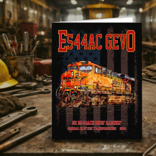Tarjeta De Agradecimiento GE ES44AC GEVO Locomotora y bandera estadounidense