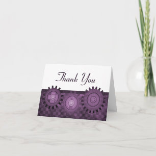 Tarjeta De Agradecimiento Gears Steampunk Gracias Tarjeta, Purple
