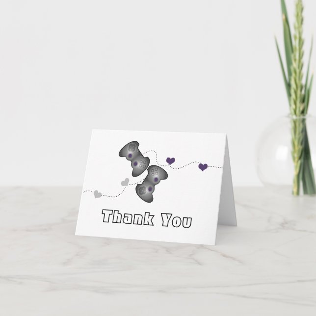 Tarjeta de agradecimiento Geeky Gamer (Plata/Púrpu (Anverso)