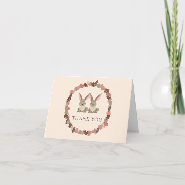 Tarjeta De Agradecimiento Gemelos animales de bosque rústico gracias (Anverso)