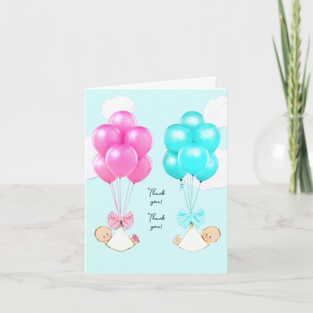 Tarjeta De Agradecimiento Gemelos Bebés (Anverso)