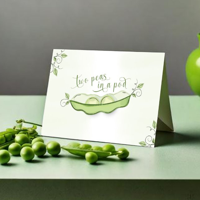 Tarjeta De Agradecimiento Gemelos de Baby Shower (Two peas in a pod folding thank you card)