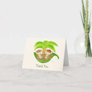 Tarjeta De Agradecimiento Gemelos De Monos Gracias Notecard