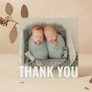 Tarjeta De Agradecimiento Gemelos de regalo para bebés Gracias recién nacido